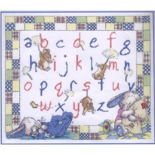 Fishxx Cross Stitch XT24 Animal Pattern Bunny and Mouse European DIY Hand Embroidery Kit Cute Cartoon Childrens House Painting