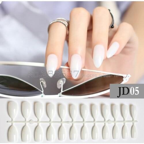 New natural color mountain peak personality Designs Milk white False nails 24pcs Full Nail Tips stiletto nails acrylic JD05