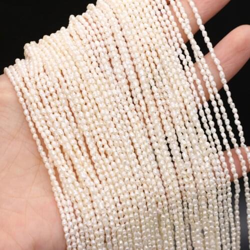 Natural Pearl Beads Freshwater White Rice Pearl Beads Loose Beads for DIY Craft Bracelet Necklace Jewelry Making Size 1.8-2mm