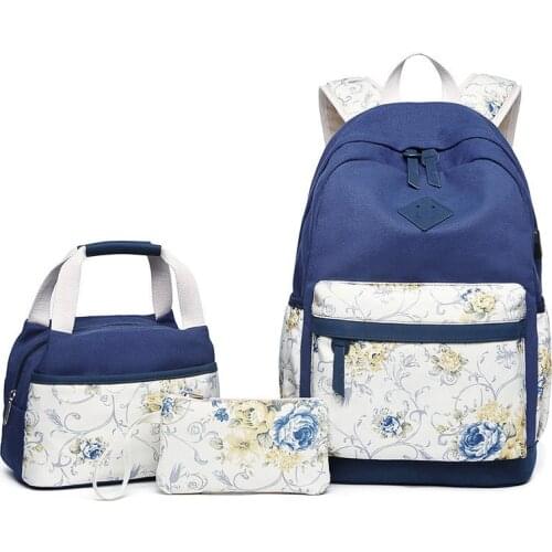 New USB Charging Canvas female book bag women backpack schoolbag school bags travel pack for teenage teenagers girls mochilas