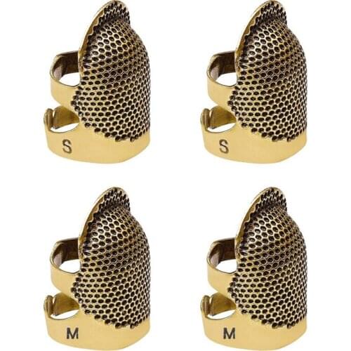 New 4 Pcs Sewing Thimble Finger Protector Adjustable Finger Metal Shield Protector Pin Needles Sewing Craft Accessories