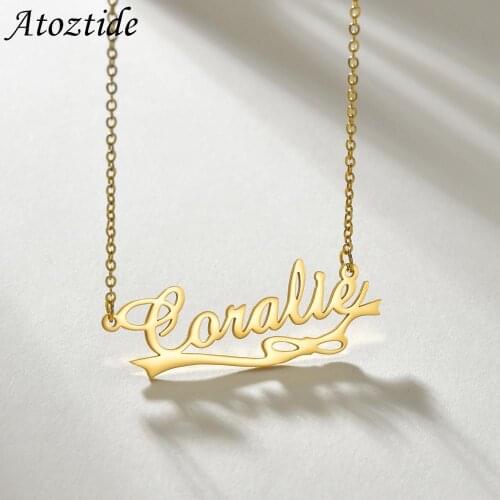 Atoztide Personalized Bowknot Necklaces Nameplate Fashion Color Jewelry Stainless Steel Custom Letter for Women Birthday Gift