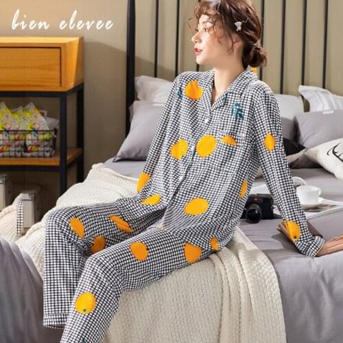 Womens Pajamas Sets Fashion Printing Sleepwear Suit Long Sleeve Long Pants Button Turn-Down Collar Homewear Leopard Striped