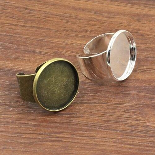 Fit 20mm cabochons Copper Ring Round Blank Setting Bezel Blank Cabochon Ring Base For DIY Jewelry marking 10pcs/lot K02585