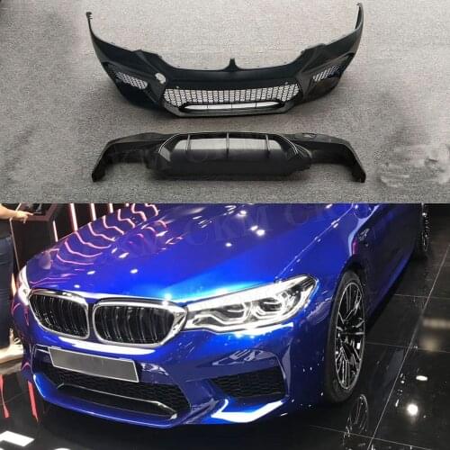PP Black Front Bumper Rear Lip Diffuser for BMW 5 Series G30 G31 G38 2017 2018 Change to F90 M5 Style Bumper Car Styling