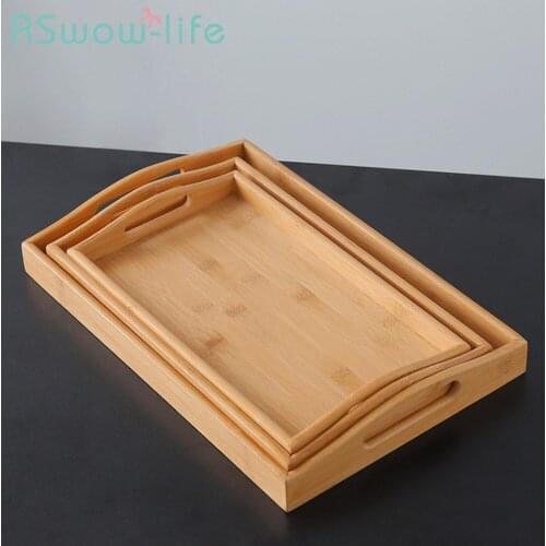 Simple Rectangular Bamboo Trays Water Cup Tea Trays Home Daily Fruit Tableware Service Tray Dessert Tray For Home Storage