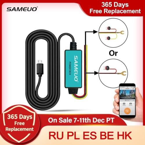 SAMEUO 12V Micro USB Charger 3.5M For Motorcycle Camara Car DVR Dash Cam Dashcam Car Camera Moto Camara Charging Cable