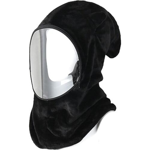 Hot Trend Winter Women Cycling Hat with Transparent Face Cover Ear Neck Protection Windproof Ski Cap Flannel Thicken Hat sy998