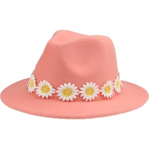 Fedoras Women Hats Solid Yellow Flowers Band Hats for Women Kids Adults Outdoor Panama Fedoras Hats for Men Sombreros De Mujer