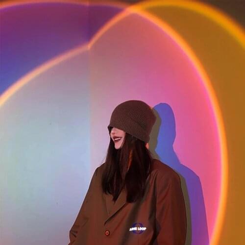 LED Sunset Lamp Rainbow Atmosphere Projector Lamp LED Night Light Colorful USB Table Lamp For Home Background Wall Bedroom Decor