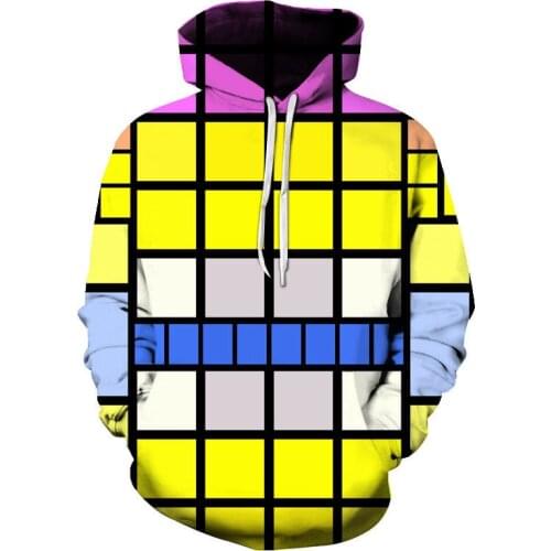 2020 Color Blocks pattern Autumn winter hoodies men 3D print casual Geometric patterns hit color block hoodie sweatshirts casual