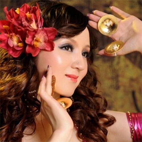 2018 One Pair Belly Dance Zills Grain Pattern Pure Copper Finger Cymbals Zill Jewelry Belly Dancing Accessories on Sale