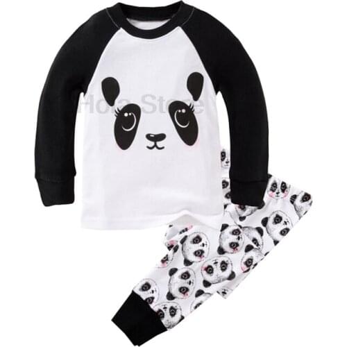 Spring Autumn Children Sleepwear Baby Nightwear Pyjamas Kids Homewear Nightwear Full Sleeve Cotton Baby Girls Panda Pajamas Sets