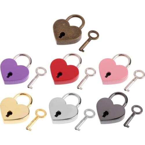 Heart Shape Vintage Old Antique Style Mini Archaize Padlocks Key Lock With key QXNB