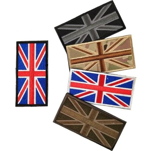 Embroidered Velcro British Flag 10x5cm Cloth Armband Badge United Kingdom Flag Army Tactical Military Hook&Loop Patches Sticker