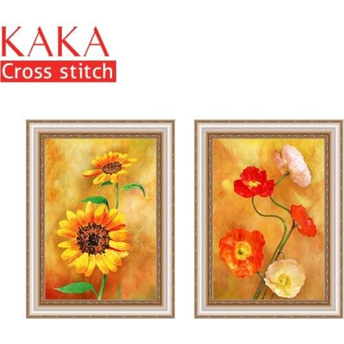 Cross stitch kits,Embroidery needlework sets with printed pattern,11CT-canvas for Home Decor Painting,Flowers Full NCKF059