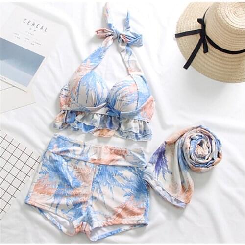 STAERK 2020 Print Bikini Women Swimwear Push Up Swimsuit High Waist Biquini Halter Backless Bathing Suit Ruffle Beach Wear Summe
