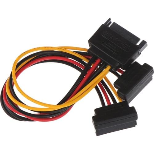 1pc 90 Degree SATA 15-Pin Male To 2 X 15P Female Y Splitter Adapter Sata Power Cable For HDD Drive Hard