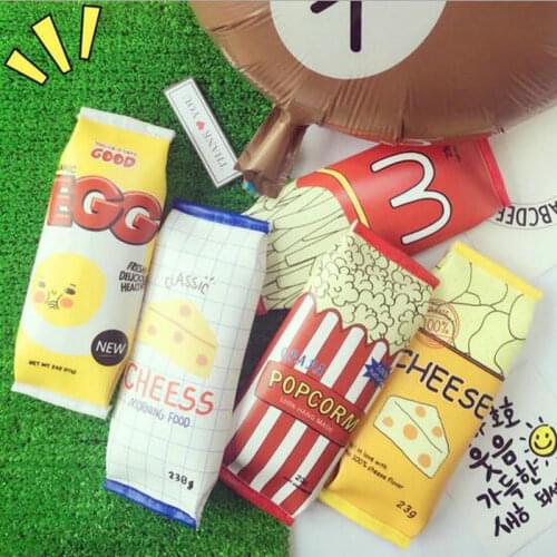 1 Piece Childrens Fun Potato Chips Handbag Student Portable Zipper Stationery Bag Fun Pencil Box Gift Pen Case