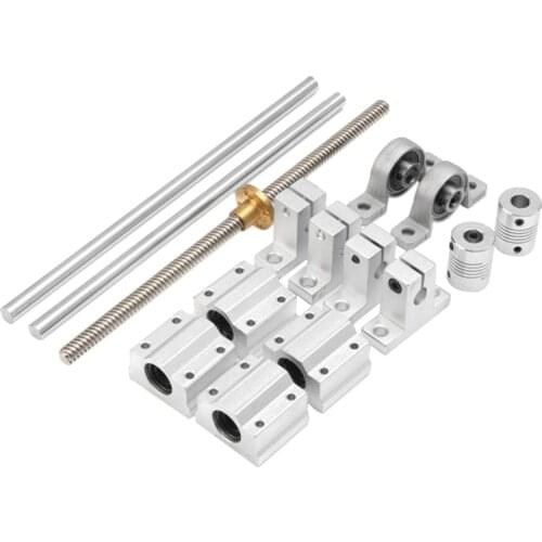 15Pcs 400Mm Optical Axis Guide Bearing Housings Linear Rail Shaft Support Screws Set