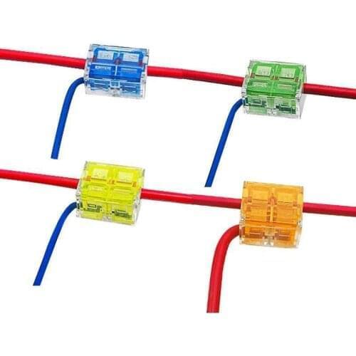 2pcs T-type 220V/ 15A Main Branch Wire Connector Box 1-6m㎡ Cable Free Break Line Quick Terminal Block Splitter Cable Connectors