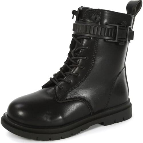 2021 New Winter Children Shoes Leather Waterproof Martin Boots Girls Snow Boots Rubber Fashion Student School Party Hot 27-37