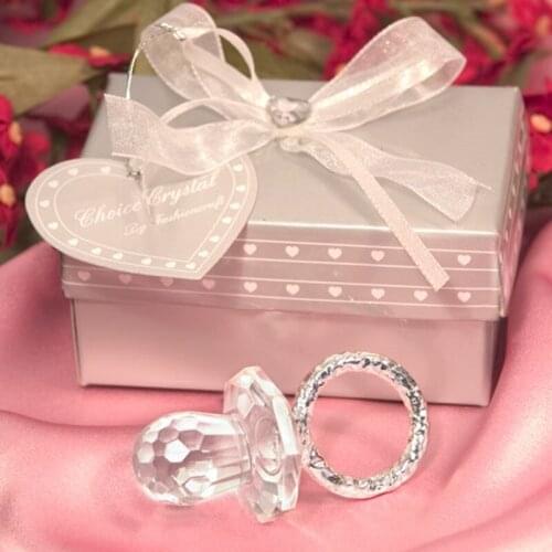 24pcs/lot Personalized Baby Shower Favors and Gifts First Birthday Party Gifts Baby Baptism Souvenirs Cute Crystal Pacifier
