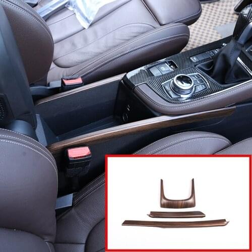 3 Pcs Pine Wood Grain For BMW X1 f48 2016-2019 For BMW X2 F47 2018 LHD Car ABS Center Armrest Box Decoration Trim Car Parts