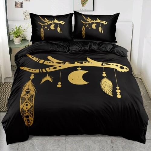 3D Bohemian Custom Design Beddings Sets Pillowcovers Set Linens Beds Comforter Cases King Queen Full Twin Size Black Bedclothes