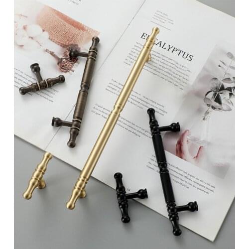 Antique Brass Cabinet Handles Black Traditional Furniture Handle Wardrobe Dresser Handle Drawer Pulls Bedroom Bathroom Door Knob