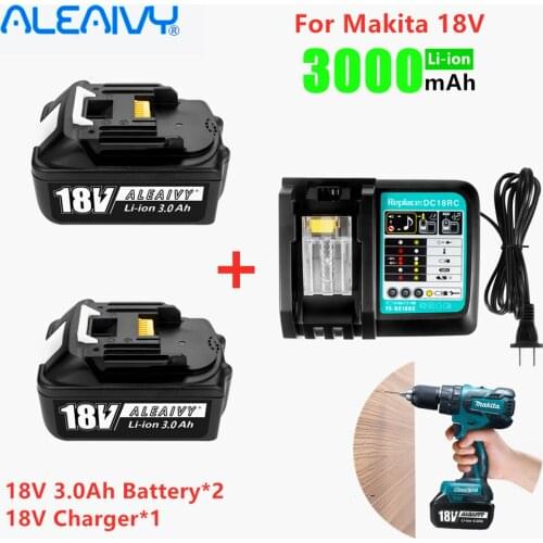 Aleaivy Original 18V 3000mAh For Makita Rechargeable Power Tools Battery with LED Li-ion Replacement LXT BL1860B BL1860 BL1850