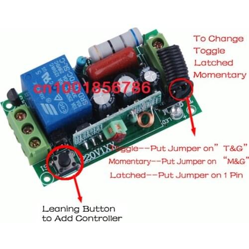 Free Shipping 220V 1CH(channel) 10A Wireless Remote Switch mainboard Wireless Receiver Learning code 315Mhz/433Mhz optional