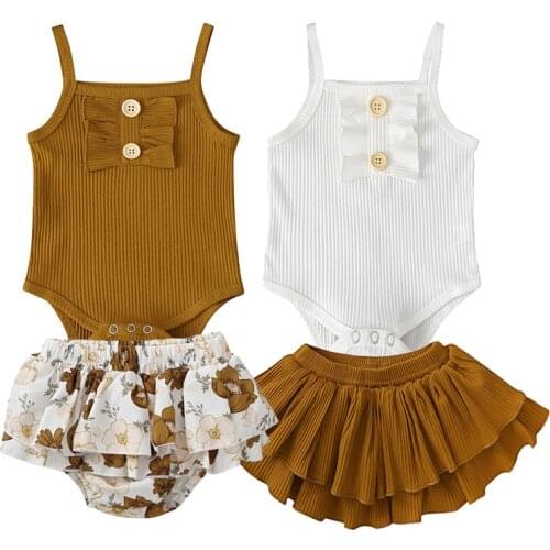 2Pcs Baby Clothing Sets Baby Girl Clothes for Newborns Sling Bodysuit+Cute Flower Pants Girl Outfits Infant Newborn Clothes Sets