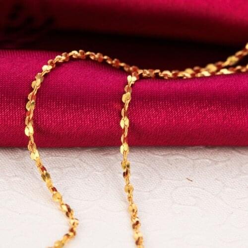 Solid 24K Yellow Gold Necklace Chain Full Star Link Chain Necklace