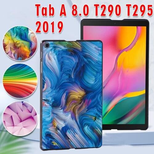 Case for Samsung Galaxy Tab A 8.0 (2019) T290/T295 Watercolor Printed PC Plastic Protective back Tablet shell Cover+ Free Stylus