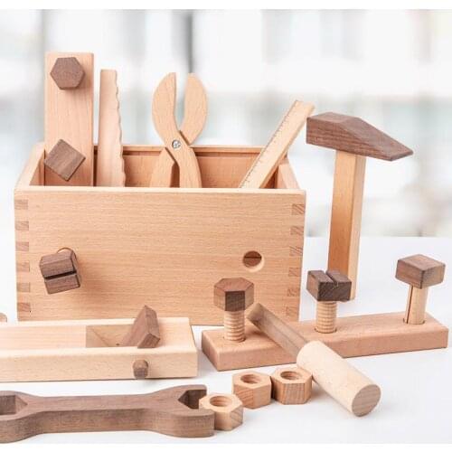 Wooden Montessori Nut Screw Tooling Diy Kit For Kids Multifunctional Repair Tool Set Pretend Play Educational Children Toys Gift