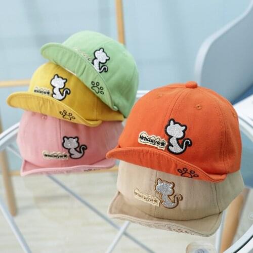 Cartoon Cat Baby Hat Letter Print Baby Boys Girls Baseball Cap Soft Outdoor Infant Toddler Sun Hat Kids Children Snapback Cap