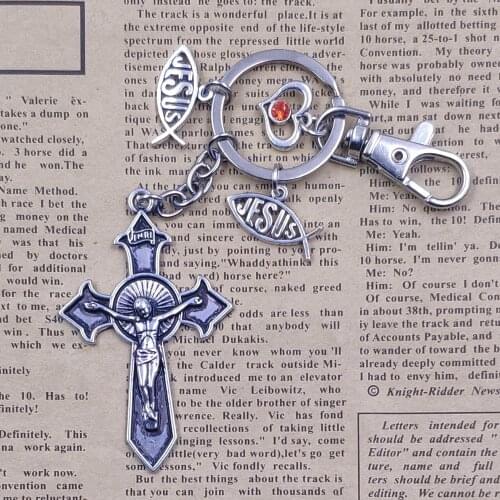 Christianity Cross Religion Retro Antique Jesus Keychain Keyring National Style Tassels Jewelry Birthday Gift CC009-018