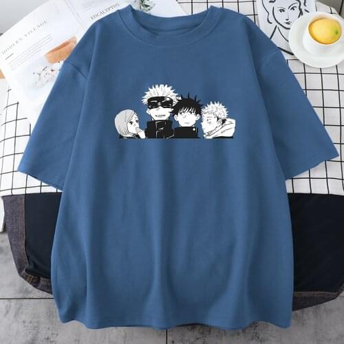 Jujutsu Kaisen Team Cool Art T-Shirt Harajuku Style T Shirt Summer Hot Sale Tees INS Trendy Short Sleeves Anime Tops Woman 2021