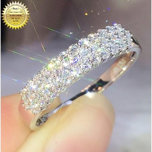 100% 18K 750Au Gold Moissanite Diamond Ring D color VVS With national certificate MO-H1002