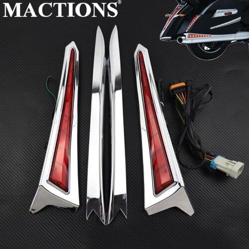 Motorcycle Chrome LED Saddle Bag Saddlebag Side Bag Cover Extensions For Victory Cross Country 2010-2016 Hard-Ball 12 13