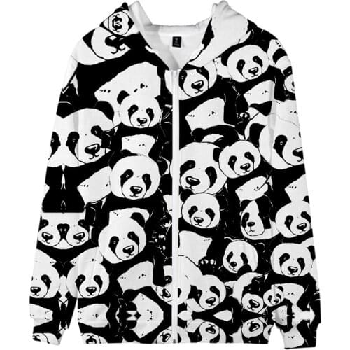 3-14 years Chinese Panda 3D Zipper Hoodies Men/Women Sweatshirt Fashion Oversized Hooded Casual Boys Jackets Child Clothing