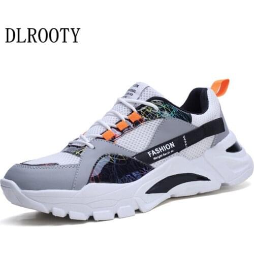 Men Sneakers Flats Casual Shoes Fashion Outdoor Breathable Mesh Couple Lace Up Female Platform Chunky Walking