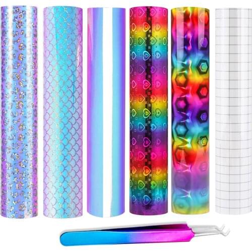 Car Styling Tools Kit DIY Holographic Opal Permanent Adhesive Backed 12" x 12" Vinyl Sheets for Cricut Car Wrapping Scraper Tool