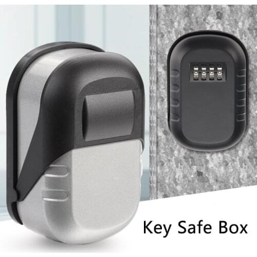 Key Lock Box Wall Mounted Aluminum alloy Key Safe Box 4 Digit Combination Key Storage Lock Box Indoor Outdoor Keys Storage Box