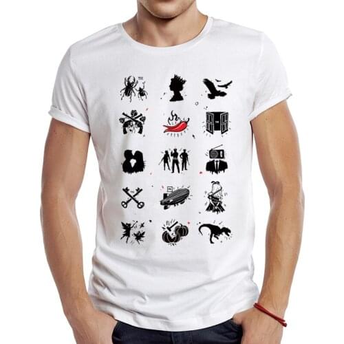 2021 Mens New Fashion Rock 'n Roll Pictionary Design Short Sleeve T-Shirt Cool Bands Printed Tops Hipster Tee Shirts