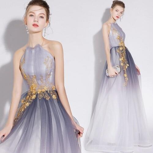 New grey long backless sweat lady girl women princess bridesmaid banquet party ball dress gown