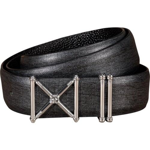 New Designer Mens Belt 100% Cowskin Leather Black Causal Smooth Buckle Belts for Man High Quality Fashion Strap Belt Barry.Wang