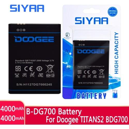 Original SIYAA B-DG700 Battery For Doogee TITANS2 BDG700 High Capacity 4000mAh Voltage 3.7V Replacement Batteries