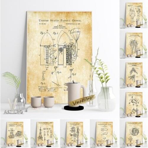 Patent Pffice Exhibition Museum Poster Aviation Rocket Blueprint Diagram Print Painting Universe Expedition Program Wall Decor